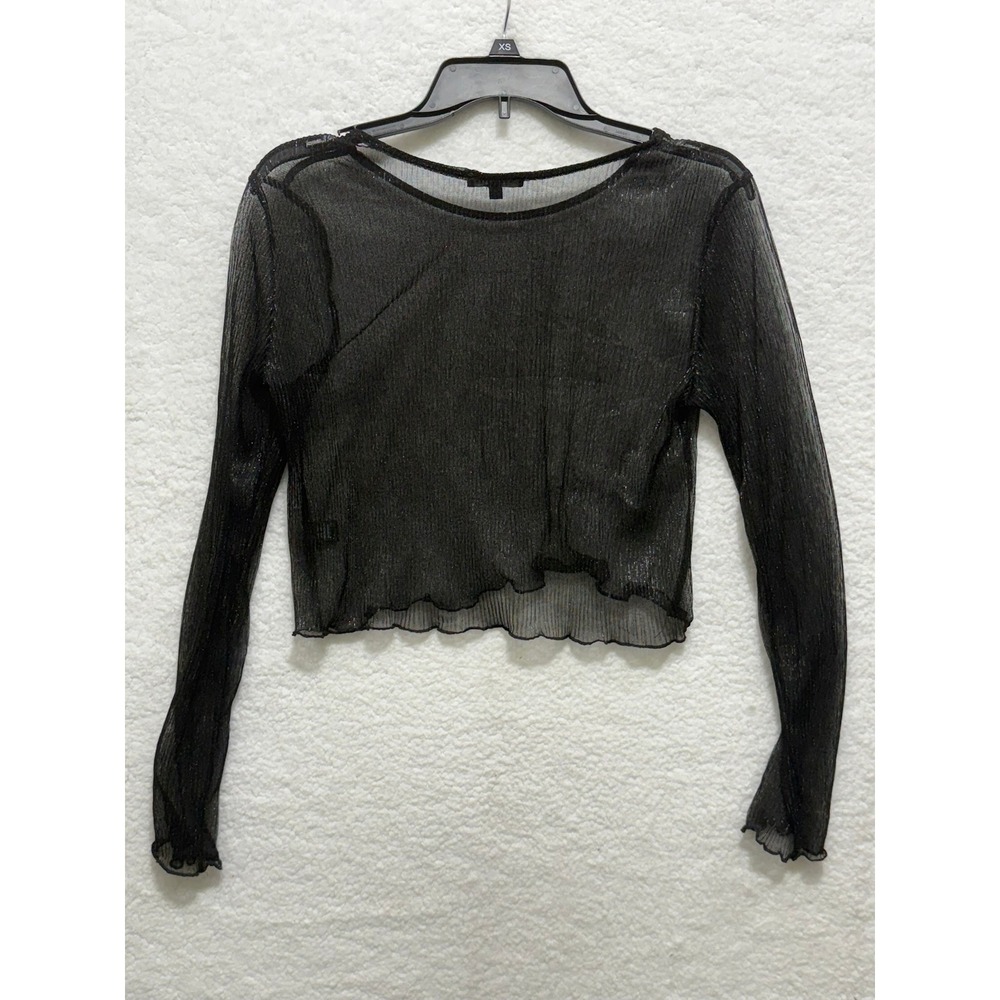Black Lace Long Sleeve Crop Top Sexy Party‎ Clubbing Fashion Evening Top